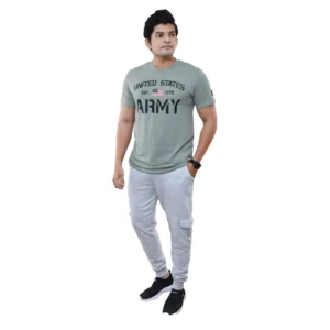 Generic Men's Casual Half sleeve Printed Cotton Crew Neck T-shirt (Grey)