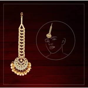 Generic Women's Gold Color Imitation Pearl & Kundan Maang Tikka