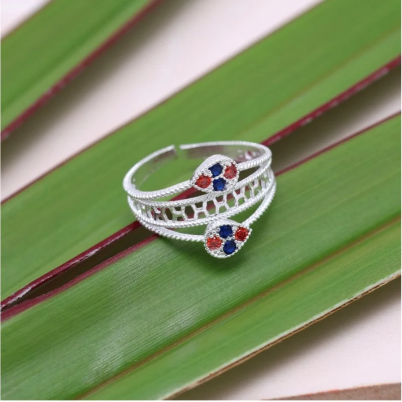 Generic Women's Multi Color Assorted Design Adjustable Toe Rings Combo Of 3 Pairs - Image 2