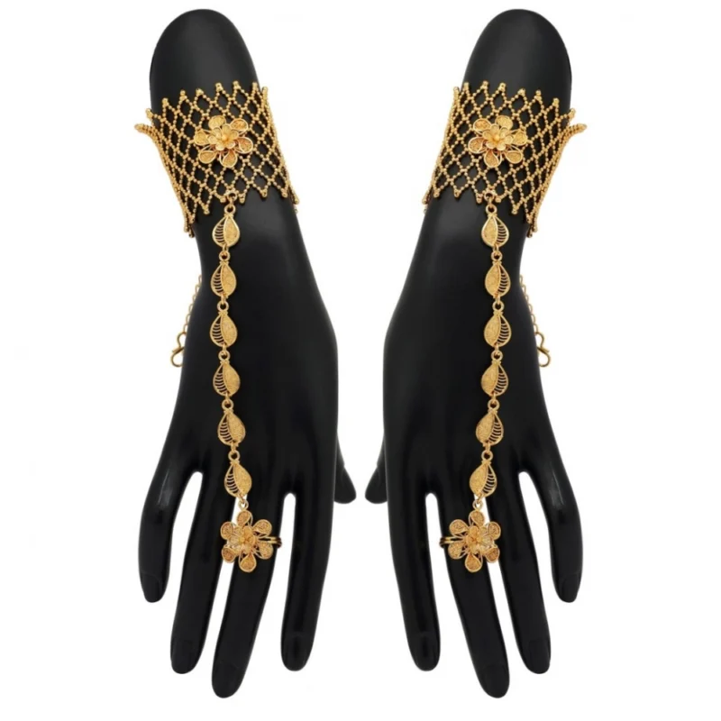 Generic Women's Gold Plated Hathphool Adjustable Chain