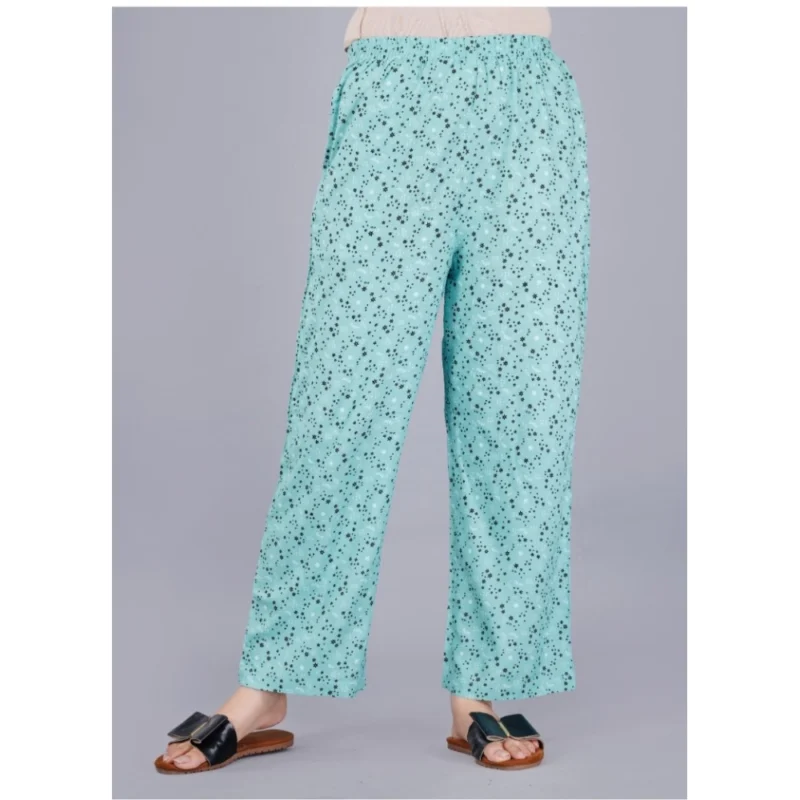 Generic Women's Casual Half Sleeve Printed Viscose Rayon Shirt With Pyjama Pant Night Suit Set (Green) - Image 2
