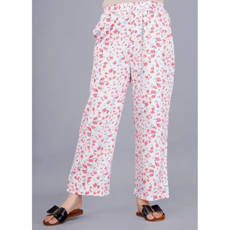 Generic Women's Casual Half Sleeve Printed Viscose Rayon Shirt With Pyjama Pant Night Suit Set (Baby Pink) - Image 2