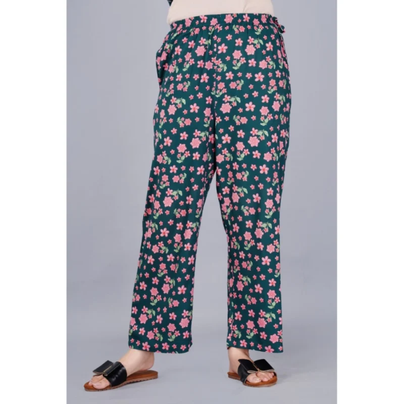 Generic Women's Casual Half Sleeve Printed Viscose Rayon Shirt With Pyjama Pant Night Suit Set (Teal) - Image 2