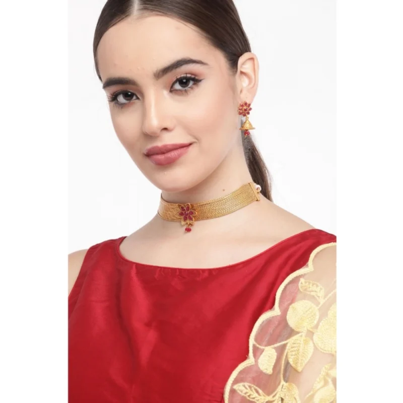 Generic Women's Rose Gold Plated Alloy Necklace & Earings Set (Gold) - Image 3