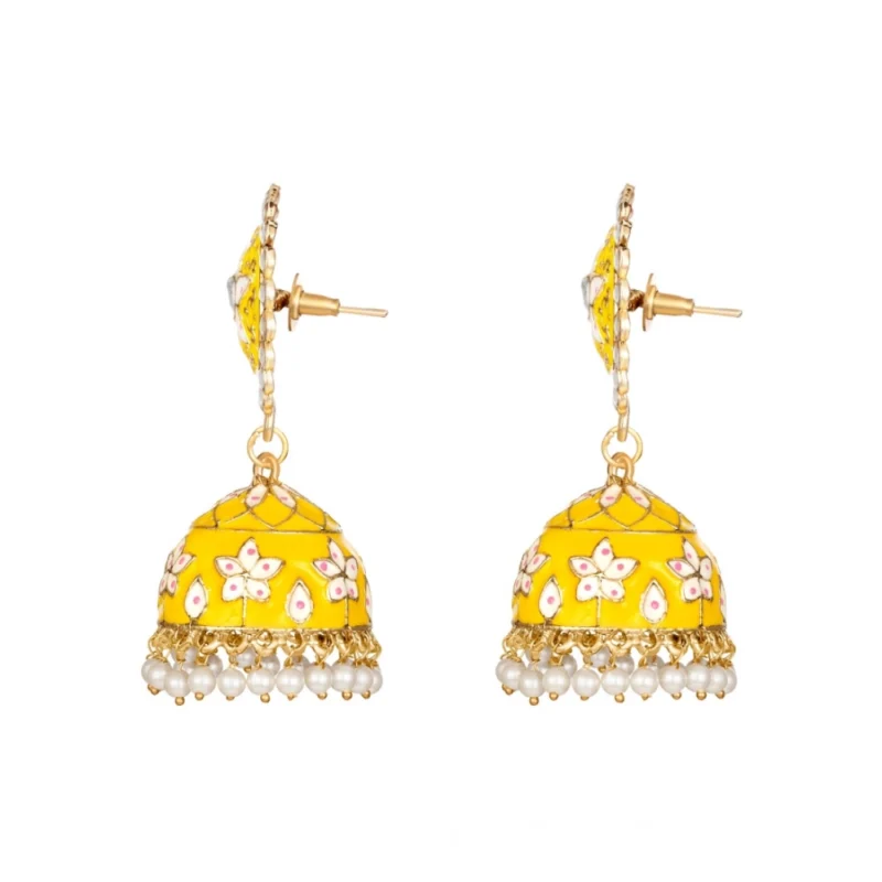 Generic Women's Rose Gold Plated Alloy Earrings (Yellow) - Image 5
