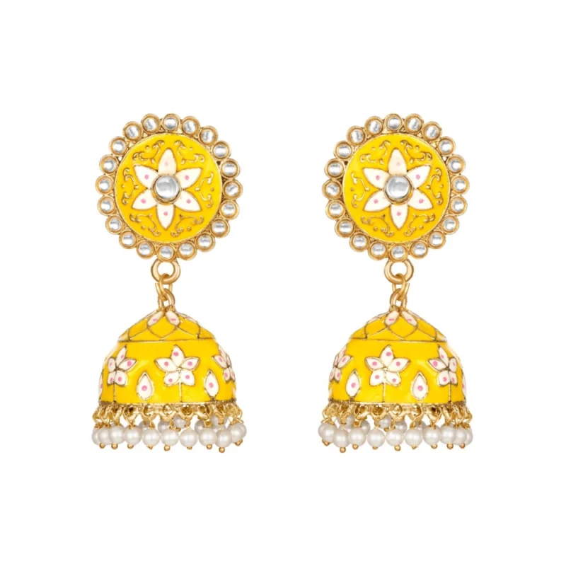 Generic Women's Rose Gold Plated Alloy Earrings (Yellow)