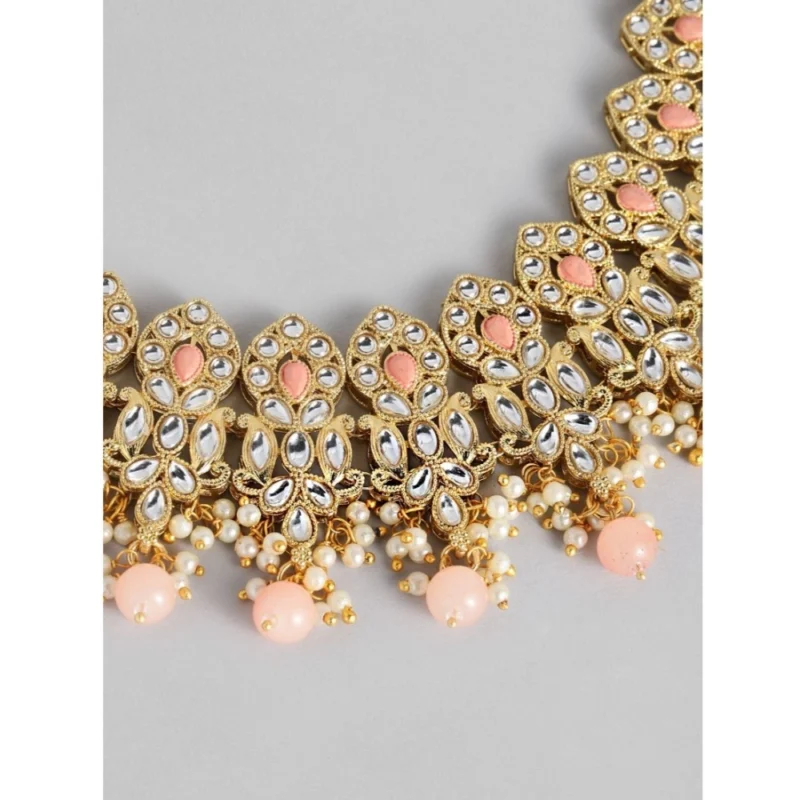 Generic Women's Rose Gold Plated Alloy Necklace & Earings Set (Pink) - Image 3