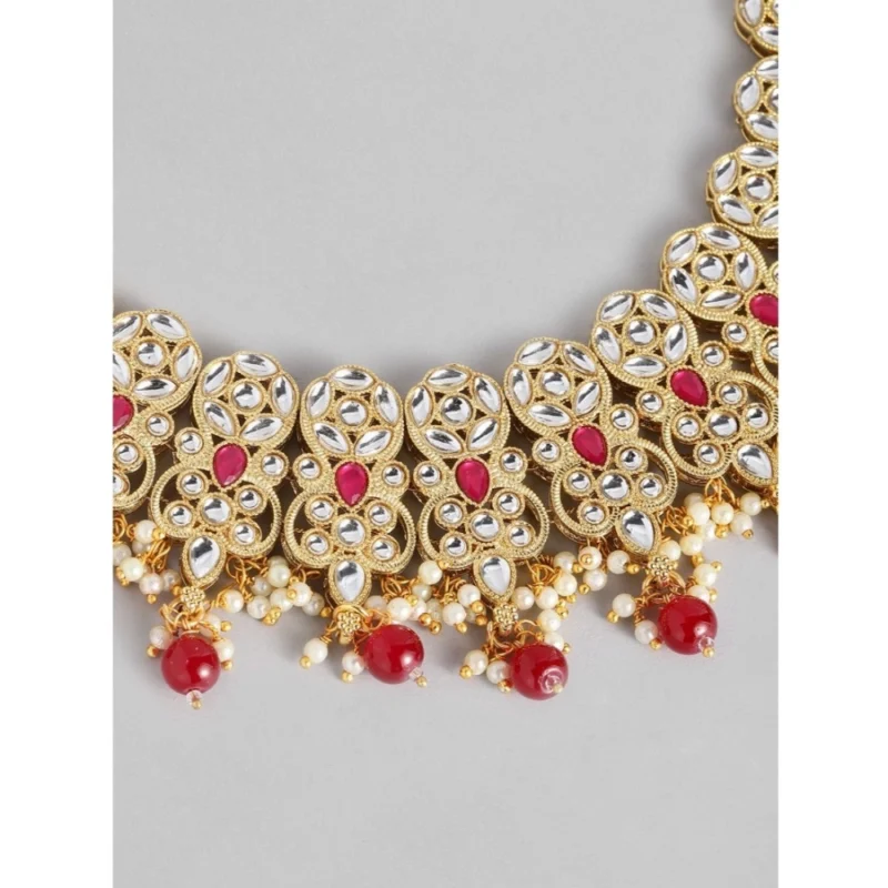 Generic Women's Rose Gold Plated Alloy Necklace & Earings Set (Red) - Image 2