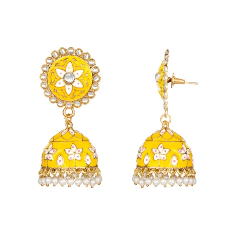 Generic Women's Rose Gold Plated Alloy Earrings (Yellow) - Image 3