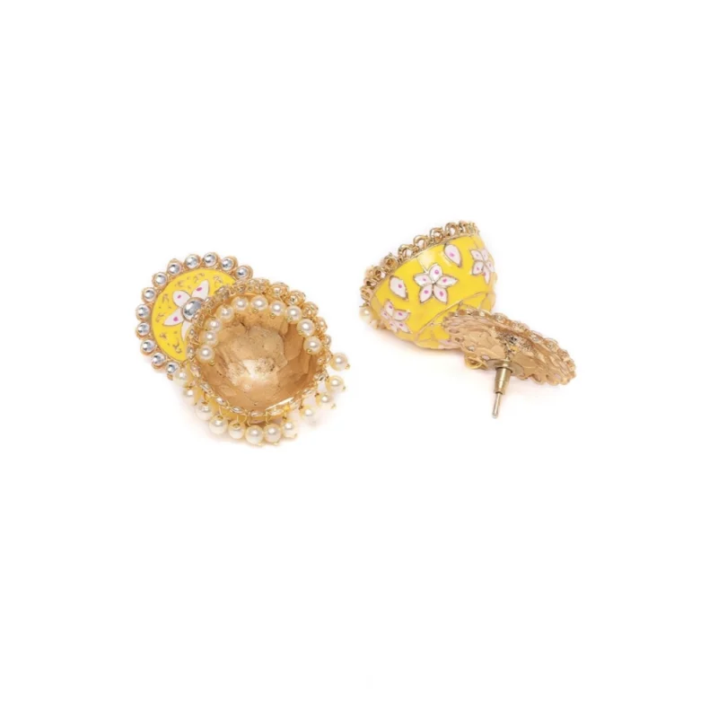 Generic Women's Rose Gold Plated Alloy Earrings (Yellow) - Image 2
