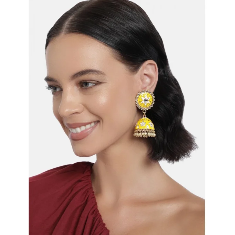 Generic Women's Rose Gold Plated Alloy Earrings (Yellow) - Image 4