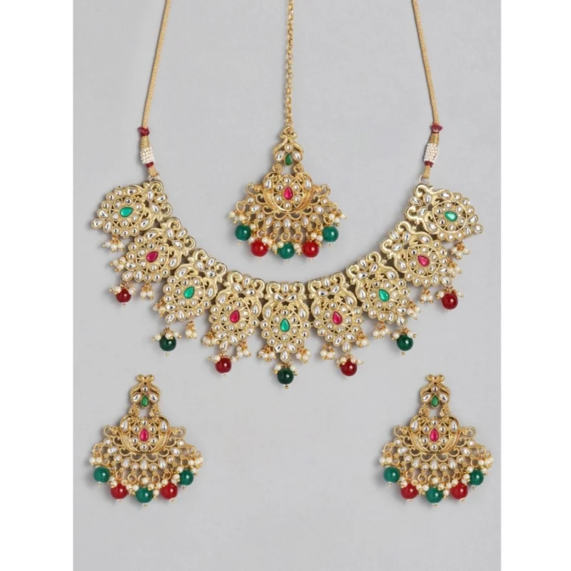 Generic Women's Rose Gold Plated Alloy Necklace & Earings Set (Light Green) - Image 2
