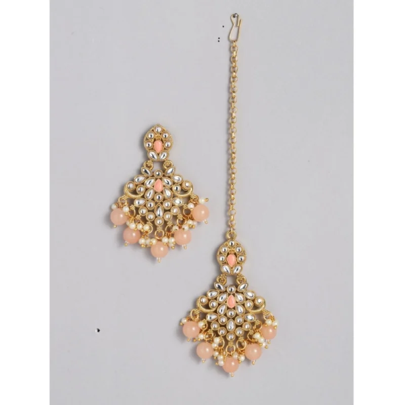 Generic Women's Rose Gold Plated Alloy Necklace & Earings Set (Pink) - Image 5
