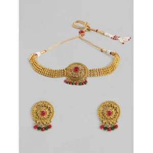 Generic Women's Rose Gold Plated Alloy Necklace & Earings Set (Multicolor)
