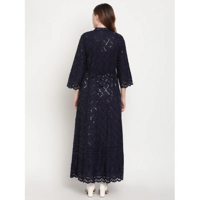 Generic Women's Casual 3/4th Sleeve Embroidered Cotton Kurti (Navy Blue) - Image 6