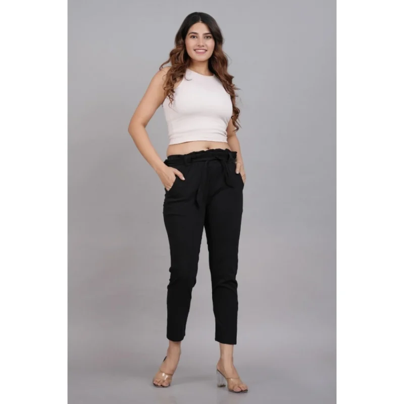 Generic Women's Casual Solid Lycra Trouser Pant (Black) - Image 3