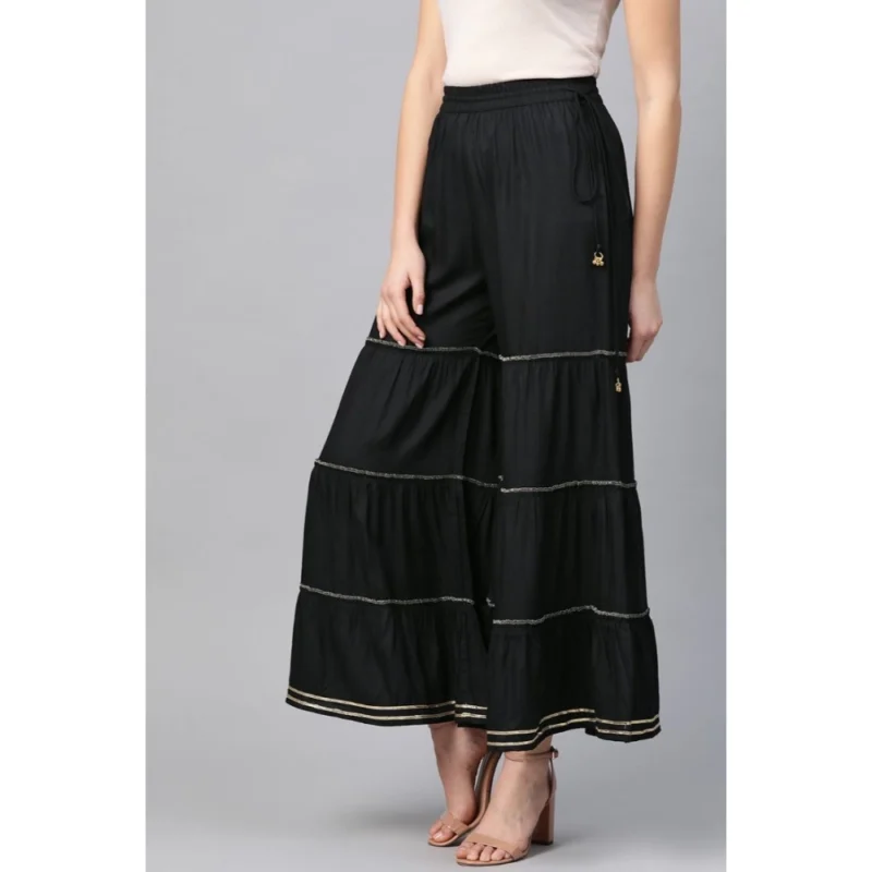 Generic Women's Casual Solid Rayon Sharara (Black) - Image 5