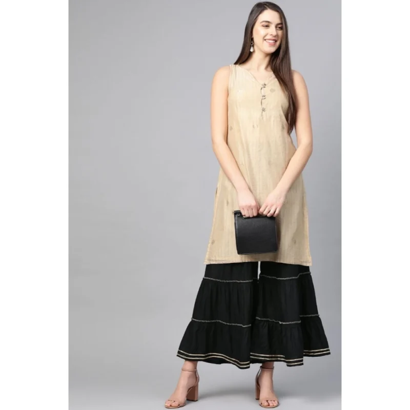 Generic Women's Casual Solid Rayon Sharara (Black) - Image 3