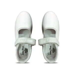 Generic Girls Rexine Ox-Ankle Velcro Closure School Shoe (White)
