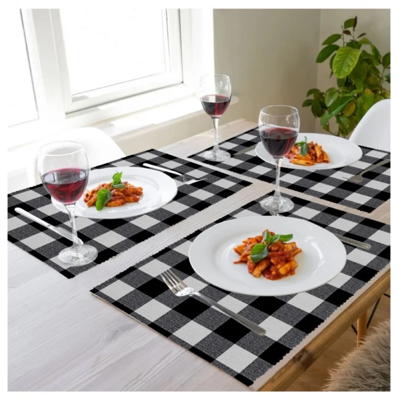 Generic Checked Cotton Place Mats Sets (Black) - Image 5