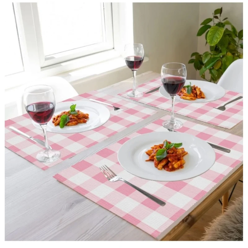Generic Checked Cotton Place Mats Sets (Pink) - Image 4