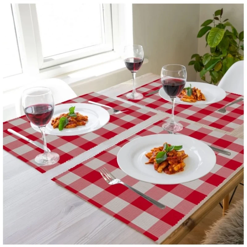 Generic Checked Cotton Place Mats Sets (Red) - Image 4