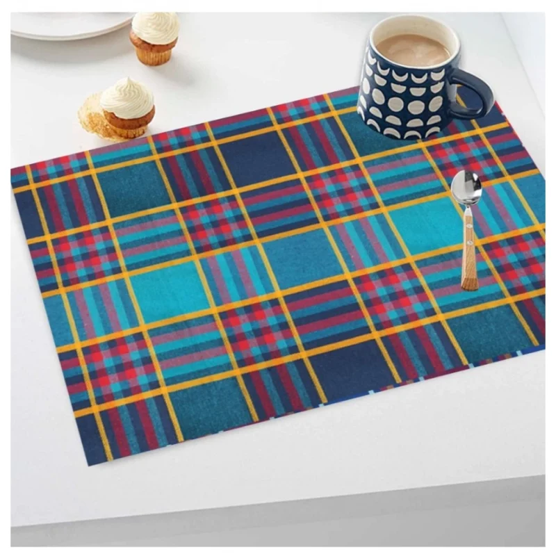 Generic Checked Cotton Place Mats Sets (Multicolor) - Image 5