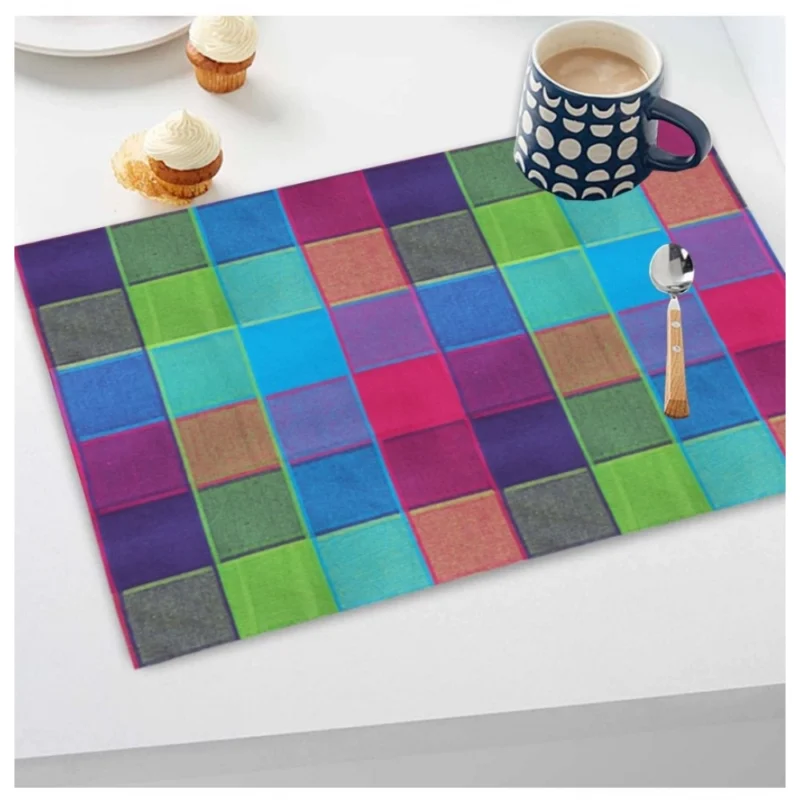 Generic Checked Cotton Place Mats Sets (Multicolor) - Image 5