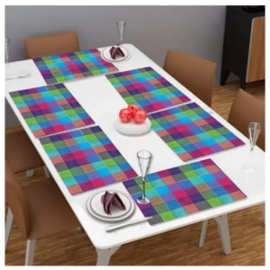 Generic Checked Cotton Place Mats Sets (Multicolor)