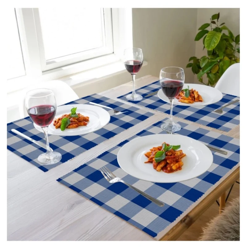 Generic Checked Cotton Place Mats Sets (Royal Blue) - Image 5