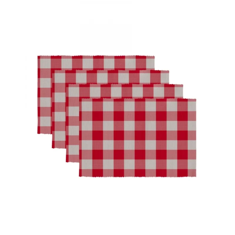 Generic Checked Cotton Place Mats Sets (Red) - Image 2