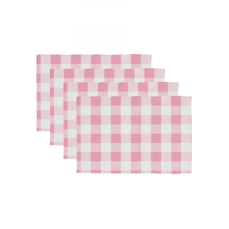Generic Checked Cotton Place Mats Sets (Pink) - Image 2