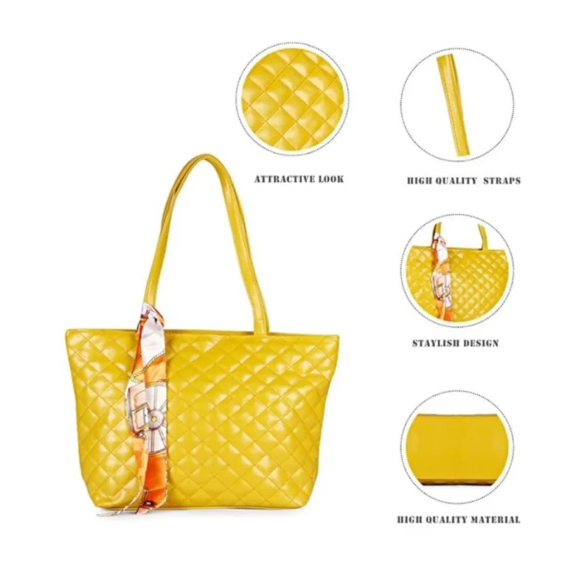 Generic Women's Polyurethane Textured  Shoulder Bag (Yellow) - Image 2