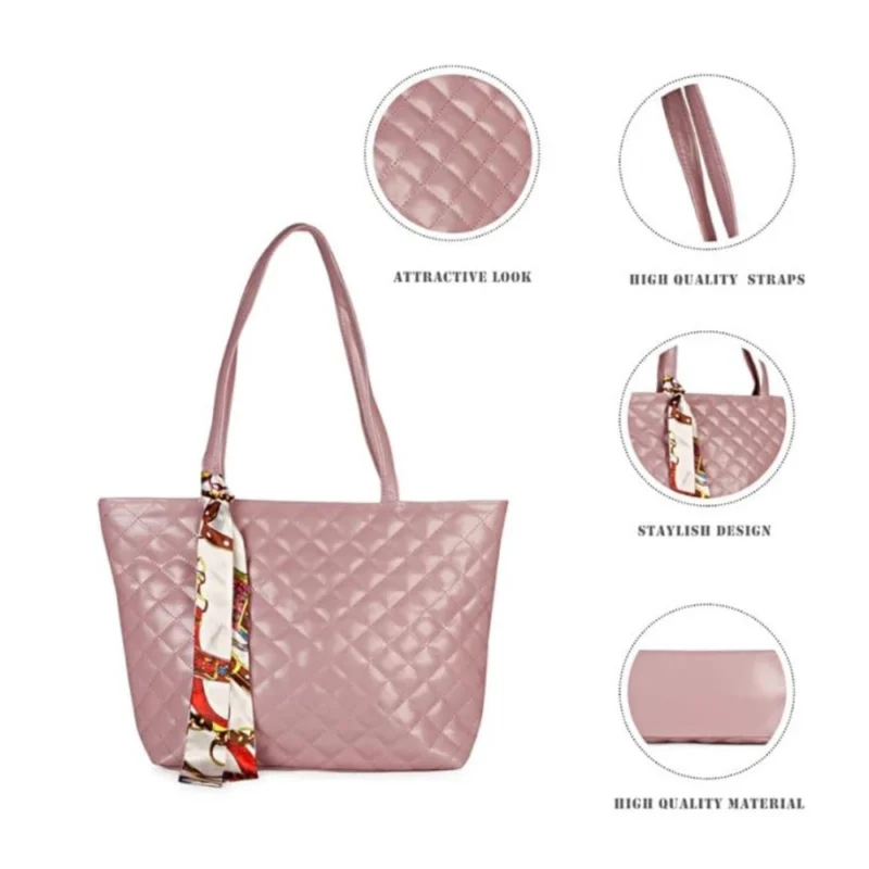 Generic Women's Polyurethane Textured  Shoulder Bag (Blush Pink) - Image 2