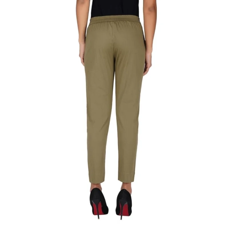 Generic Women's Casual Cotton Lycra Solid Trouser Pants (Green) - Image 3