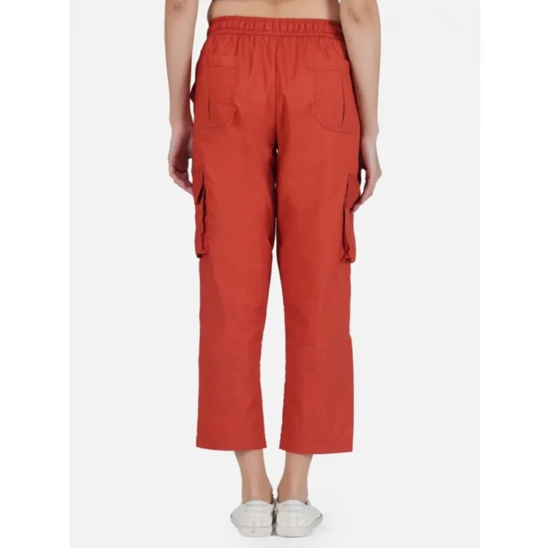 Generic Women's Casual Cotton Solid Cargo Pants (Rust) - Image 3