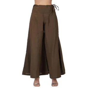Generic Women's Casual Cotton Solid Palazzo (Brown)