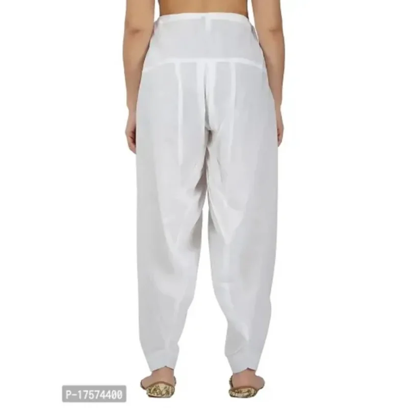 Generic Women's Casual Cotton Cambric Solid Drawstring Bottomwear (White) - Image 3