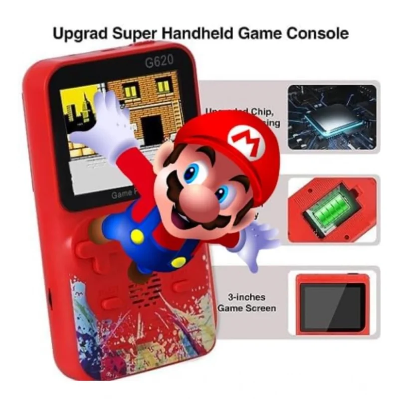 Generic Plastic Video Game For Kids Console 500 In1 Classic Games (Red) - Image 4