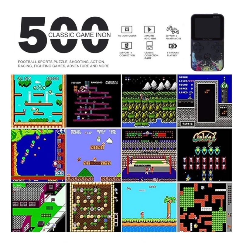 Generic Plastic Video Game For Kids Console 500 In1 Classic Games (Red) - Image 2