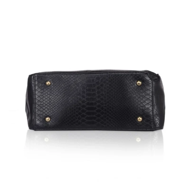 Generic Women's Faux Leather Textured Tote Bag (Black) - Image 2