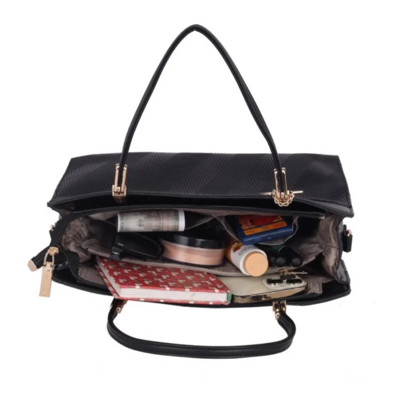 Generic Women's Faux Leather Textured Adjustable Long Belt Handbag (Black) - Image 2