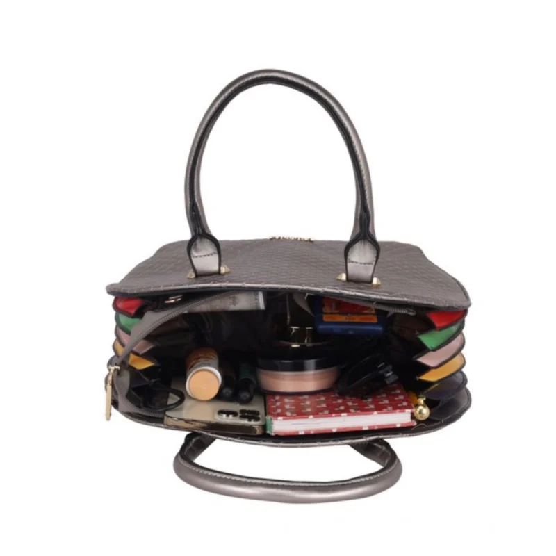 Generic Women's Faux Leather Printed Adjustable Long Belt Handbag (Silver Grey) - Image 2
