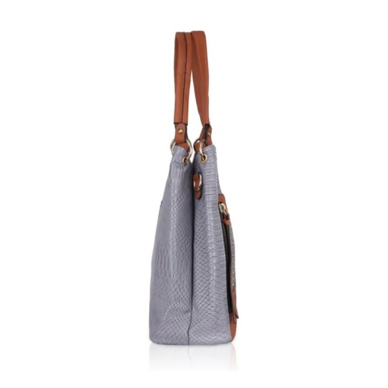 Generic Women's Faux Leather Textured Tote Bag (Blue) - Image 5