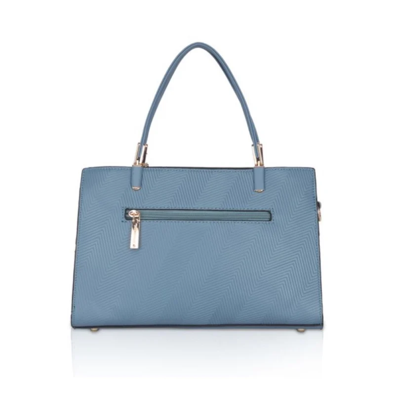 Generic Women's Faux Leather Textured Adjustable Long Belt Handbag (Blue) - Image 4