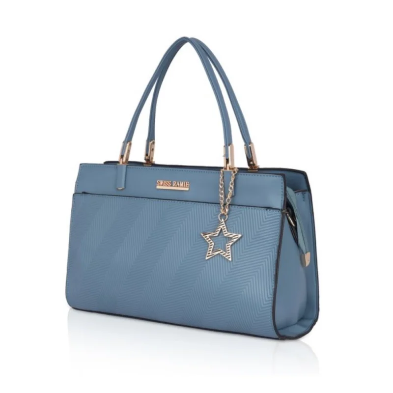 Generic Women's Faux Leather Textured Adjustable Long Belt Handbag (Blue) - Image 6