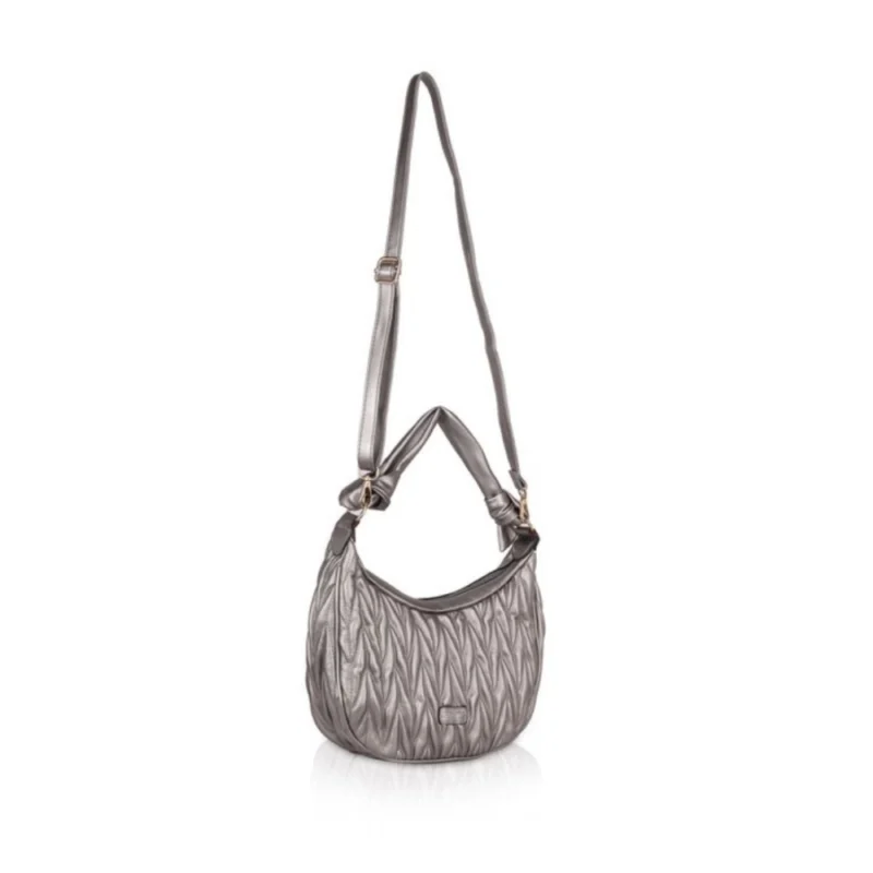 Generic Women's Faux Leather Textured Handbag (Silver Grey) - Image 3