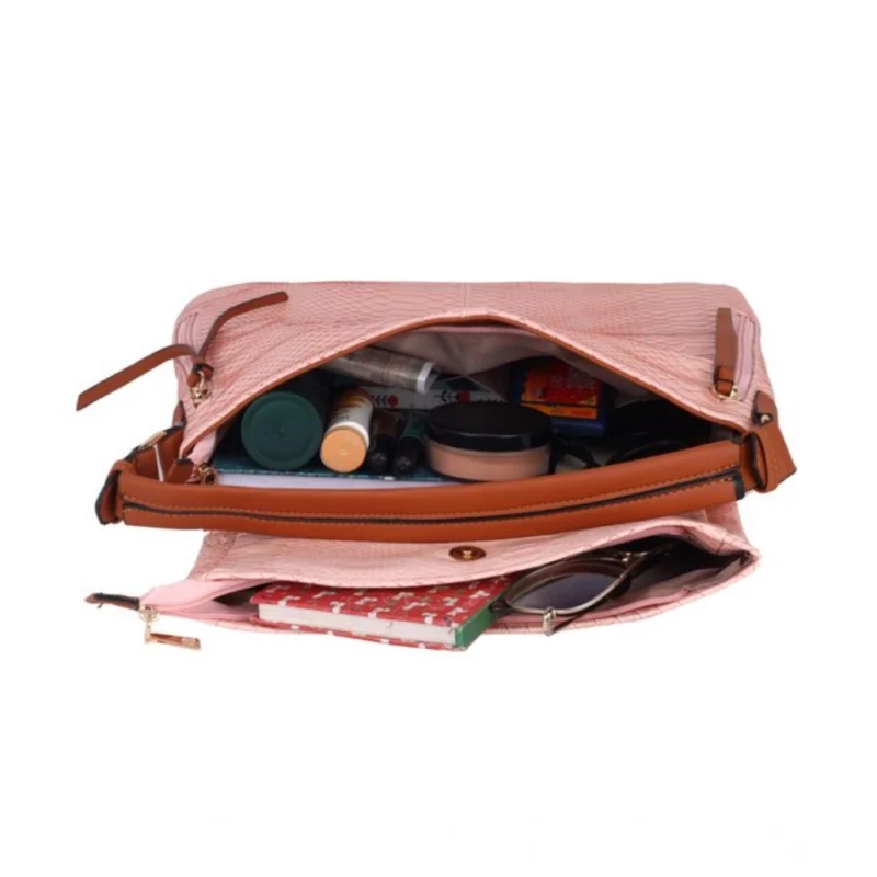 Generic Women's Faux Leather Textured Sling Bag (Pink) - Image 2
