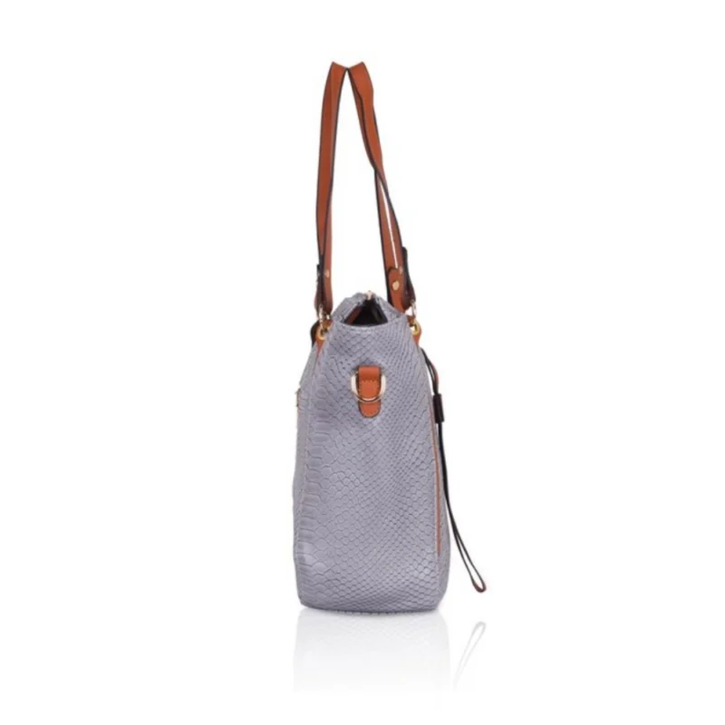 Generic Women's Faux Leather Textured Tote Bag (Grey) - Image 5