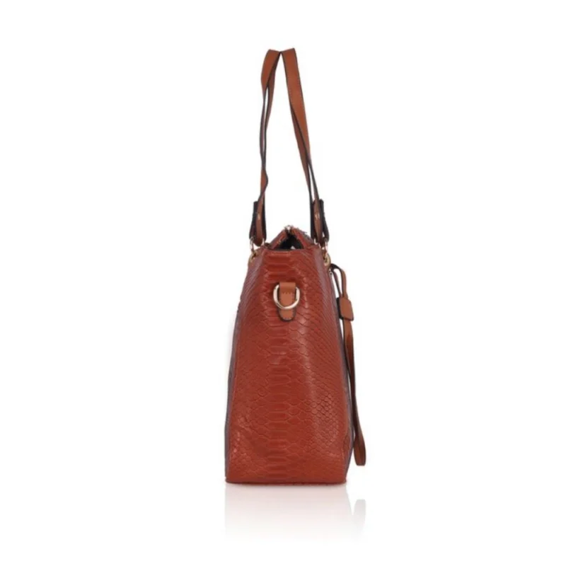 Generic Women's Faux Leather Textured Tote Bag (Brown) - Image 5